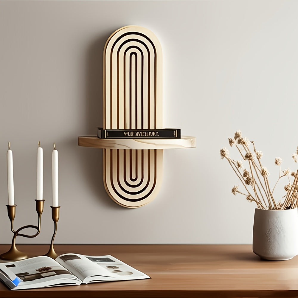Minimalist Scandinavian Style - Bohemian Wooden Wall Shelves 2pcs - Floating Shelves with Natural Wood Finish - Space-Saving Storage Rack for Bathroom, Living Room