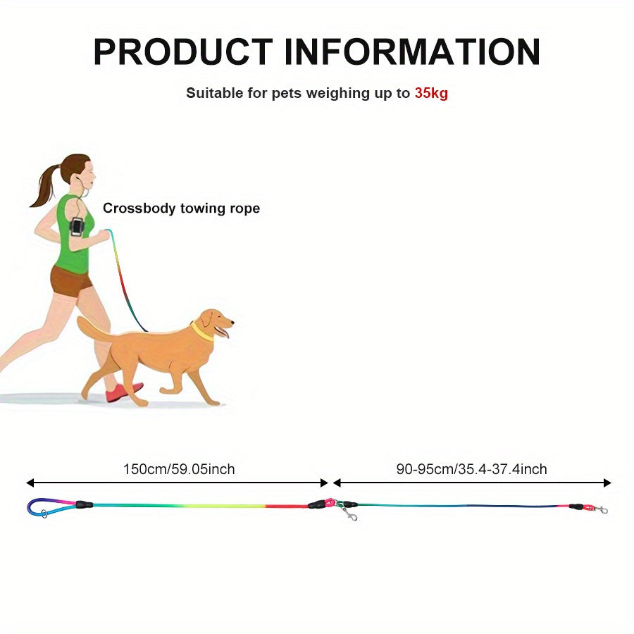 Reflective Dog Leash - Hands-Free Freedom for Hiking, Walking & Running - Fully Adjustable Crossbody Bungee Leash with Premium Shock Absorption - Comfort for Both You and Your Small or Large Pup