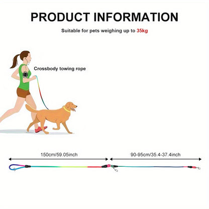 Reflective Dog Leash - Hands-Free Freedom for Hiking, Walking & Running - Fully Adjustable Crossbody Bungee Leash with Premium Shock Absorption - Comfort for Both You and Your Small or Large Pup