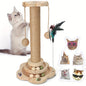This Is a Multifunctional Wooden Scratching Post for Indoor for cats, Featuring a Tall Design, a Two-Level Track Ball, an Interactive Feather Toy, And Hanging Balls. It'S Durable And Mess-Free, Making It Ideal for Both Kitten