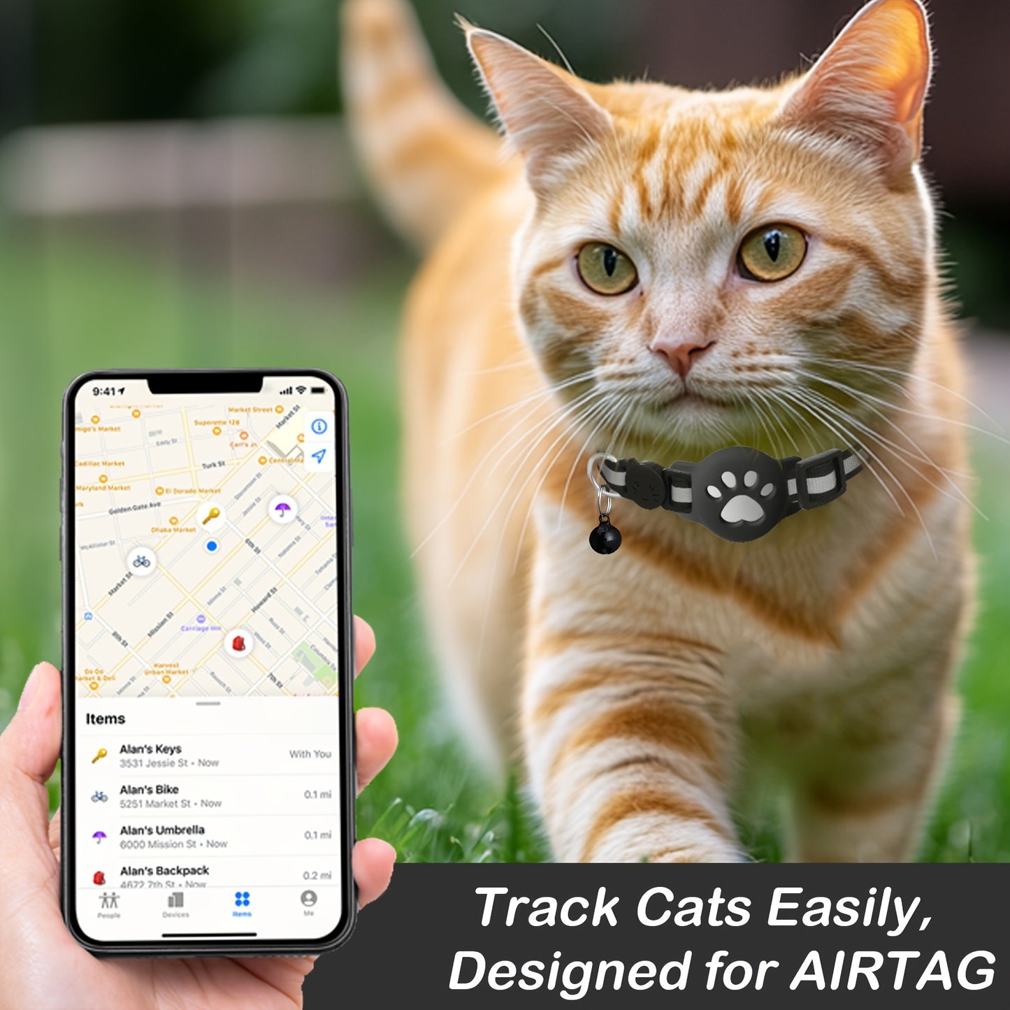 One Package for an Airtag Collar That Features a Breakaway Design with a Bell, a Reflective Kitten Collar with a Holder, Adjustable from 7 to 12 Inches, Equipped with a Safety Buckle Suitable for Both Male And Female Cats, Id