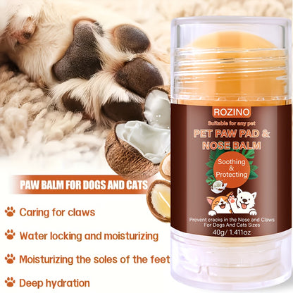 ROZINO Pet Nose and Paw Care Stick | Moisturizing, Deodorant, Clean, Smooth, Universally Suitable for Cats and Dogs, Contains Coconut Oil and Nuts, Relieves Dry, Cracked Paws, Protects from Heat