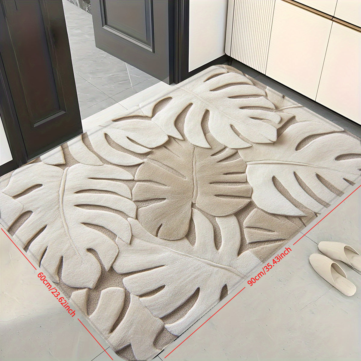 1pc Tropical Style Carved Leaf Pattern Doormat, Bath Mat, Non-Slip Bath Rug, Modern Home Decor Carpet, Bathtub Edge Mat