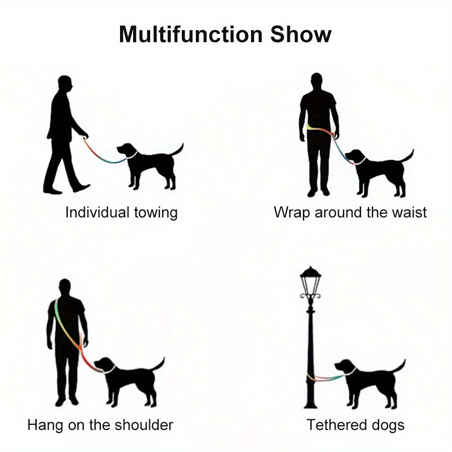 Reflective Dog Leash - Hands-Free Freedom for Hiking, Walking & Running - Fully Adjustable Crossbody Bungee Leash with Premium Shock Absorption - Comfort for Both You and Your Small or Large Pup