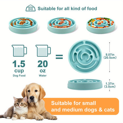 1pc Plastic Dog Slow Feeder Bowl, Anti-choking Dog Food Bowl Puzzle Snack Bowl For Neck Protection