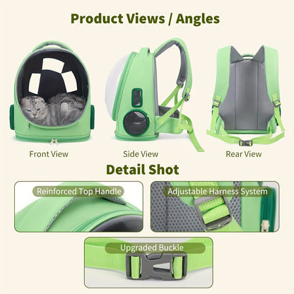 Pet Backpack for Cats, Featuring a Transparent Space Capsule Design, Safety Hook, And Breathable Material. Ideal for Small Dogs And for cats, Perfect for Travel, Hiking, Walking, And Camping. A Must-Have Accessory for Cat Own