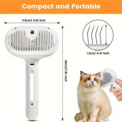 3-In-1 Cat Steam Brush, Equipped with Steam And Release Buttons, Suitable for Removing And Shedding Indoor Pet Dog Hair