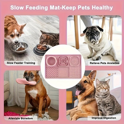 E52 Powerful Suction Cup | 6-In-1 Multifunctional Pet Slow Feeding Lick Mat - Alleviates Anxiety And Promotes Health