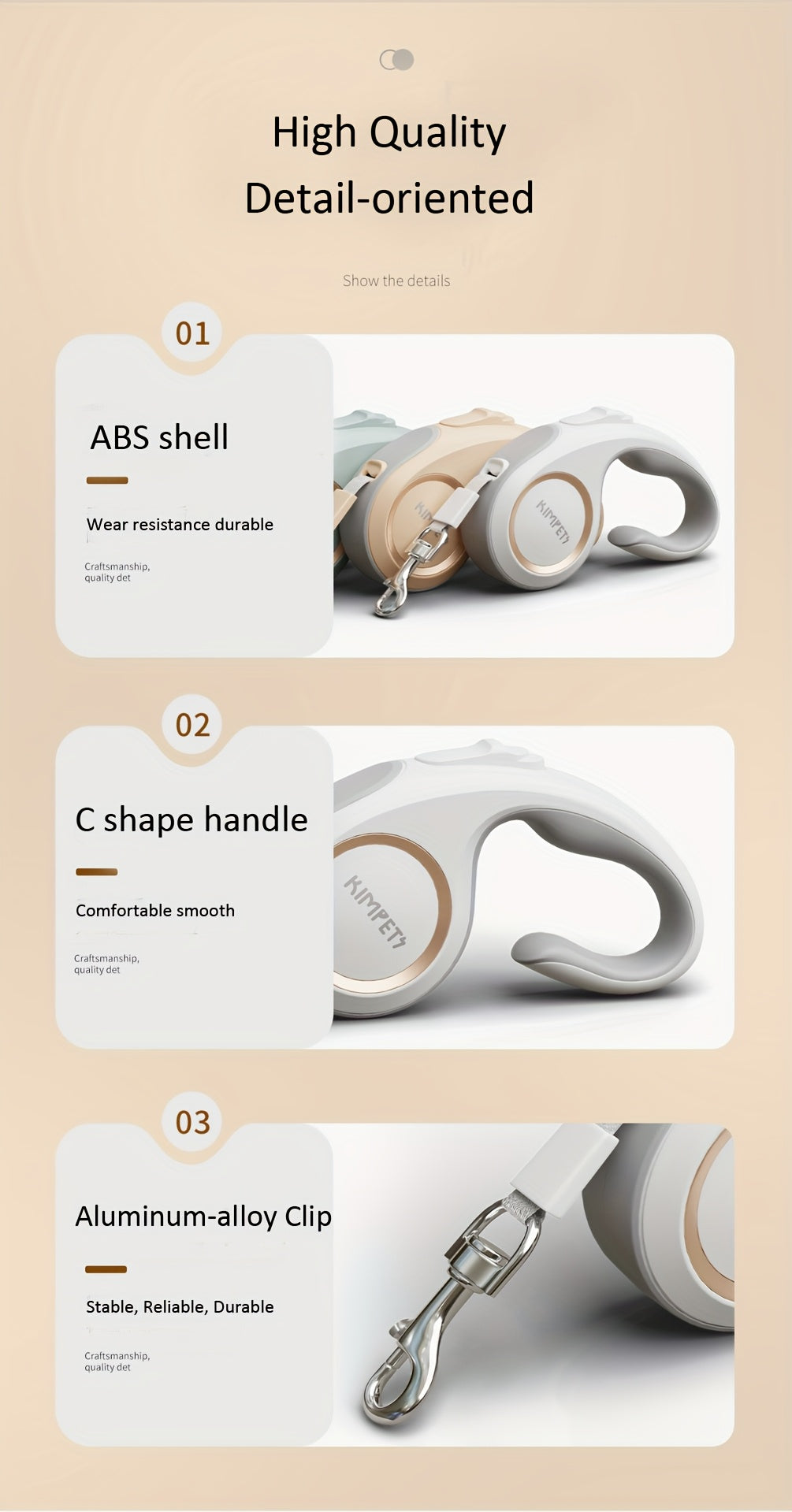 360° Tangle-Free Superior Appearance Retractable Dog Leash, One Key Lock/unlock Dog Chain, C-shaped Handle Ergonomic Design Dog Rope, 16ft pet dog leash