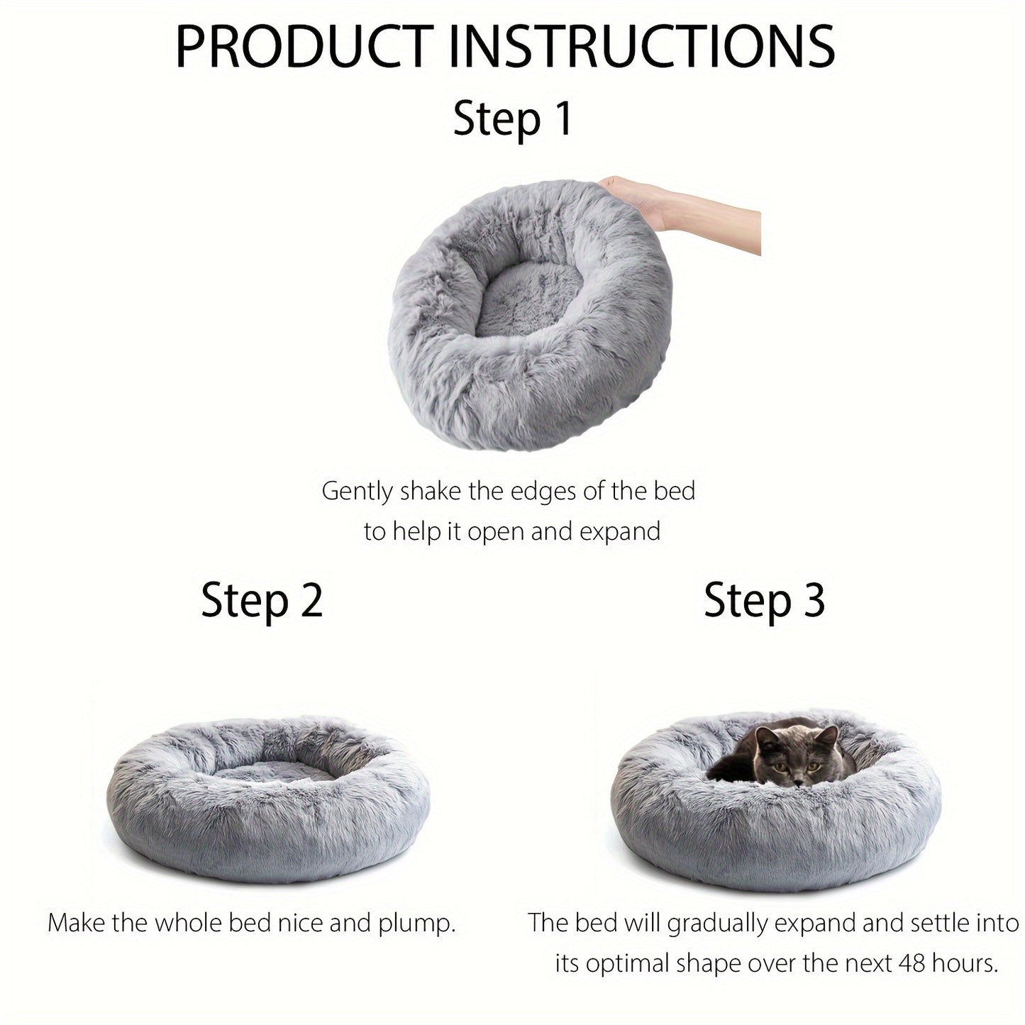 Calming Dog & Cat Bed, Donut Cuddler Warming Cozy Soft Round Bed, Fluffy Faux Fur Plush Cushion Bed For Small Medium And Large Dogs And Cats (16"/20"/24"/28"/31"/39") Christmas Gift