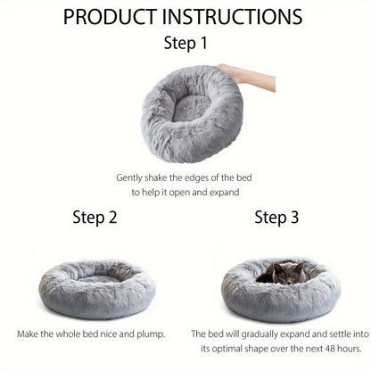 Calming Dog & Cat Bed, Donut Cuddler Warming Cozy Soft Round Bed, Fluffy Faux Fur Plush Cushion Bed For Small Medium And Large Dogs And Cats (16"/20"/24"/28"/31"/39") Christmas Gift
