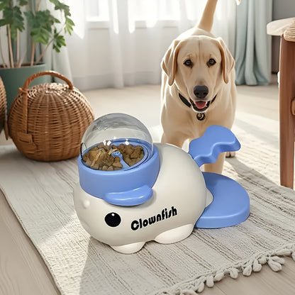 Fish-Shaped Interactive Dog Food Dispenser - Manual Non-Electric Snack Station, Clownfish Pet Feeder for Small to Medium Breeds, No Batteries Needed, Dog Toy