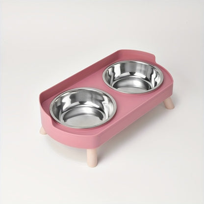 [Non-Slip Dual Bowl] 2-in-1 Cat Feeder & Water Dispenser - Stainless Steel Non-Slip Dual Bowl, Easy-Clean Pet Food & Water Dispenser with Cute Cat Design, Multiple Colors for Healthy Cat Diet, Cat Feeder And Water Dispenser,