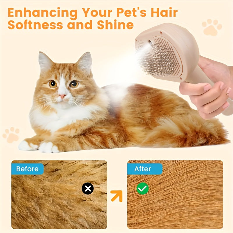 3-In-1 Cat Steam Brush, Equipped with Steam And Release Buttons, Suitable for Removing And Shedding Indoor Pet Dog Hair