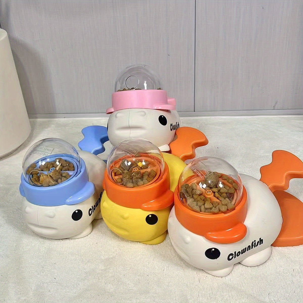 Fish-Shaped Interactive Dog Food Dispenser - Manual Non-Electric Snack Station, Clownfish Pet Feeder for Small to Medium Breeds, No Batteries Needed, Dog Toy