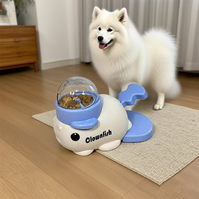 Fish-Shaped Interactive Dog Food Dispenser - Manual Non-Electric Snack Station, Clownfish Pet Feeder for Small to Medium Breeds, No Batteries Needed, Dog Toy