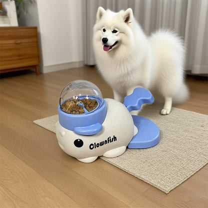 Fish-Shaped Interactive Dog Food Dispenser - Manual Non-Electric Snack Station, Clownfish Pet Feeder for Small to Medium Breeds, No Batteries Needed, Dog Toy
