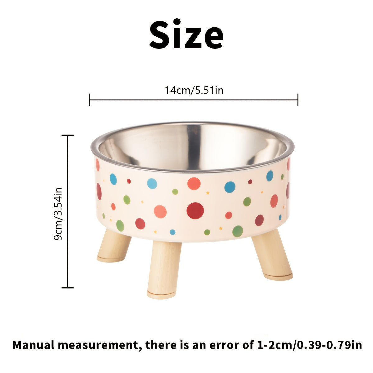 A Set of Two Vibrant Polka Dot Pet Dishes, Fashionable And Chic, Featuring Elevated Neck Support for Cats, Suitable for Feeding, And Collapsible Bowls for Dogs