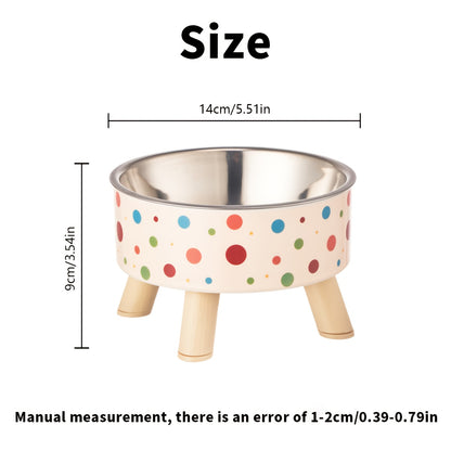 A Set of Two Vibrant Polka Dot Pet Dishes, Fashionable And Chic, Featuring Elevated Neck Support for Cats, Suitable for Feeding, And Collapsible Bowls for Dogs