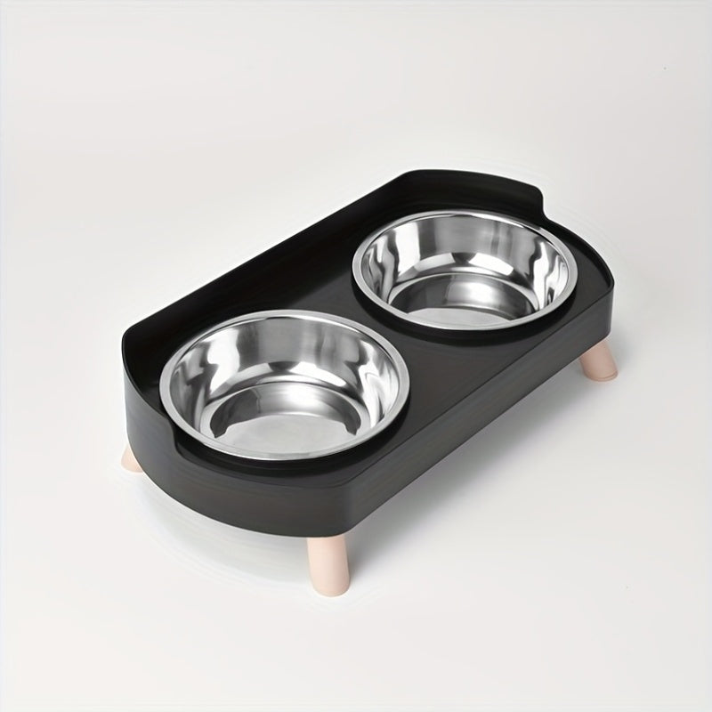 [Non-Slip Dual Bowl] 2-in-1 Cat Feeder & Water Dispenser - Stainless Steel Non-Slip Dual Bowl, Easy-Clean Pet Food & Water Dispenser with Cute Cat Design, Multiple Colors for Healthy Cat Diet, Cat Feeder And Water Dispenser,