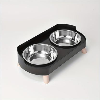 [Non-Slip Dual Bowl] 2-in-1 Cat Feeder & Water Dispenser - Stainless Steel Non-Slip Dual Bowl, Easy-Clean Pet Food & Water Dispenser with Cute Cat Design, Multiple Colors for Healthy Cat Diet, Cat Feeder And Water Dispenser,