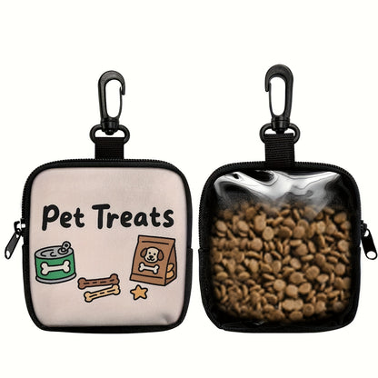 1pc Dog Print Snack Bag with Hook & Zipper - Pet Training Set for Puppy Training, Dog Food Storage, and Outdoor Walks, Durable Polyester, Cute Dog Design, Perfect for Dog Owners, Dog Treat Pouch, Dog Walking Essentials | Play