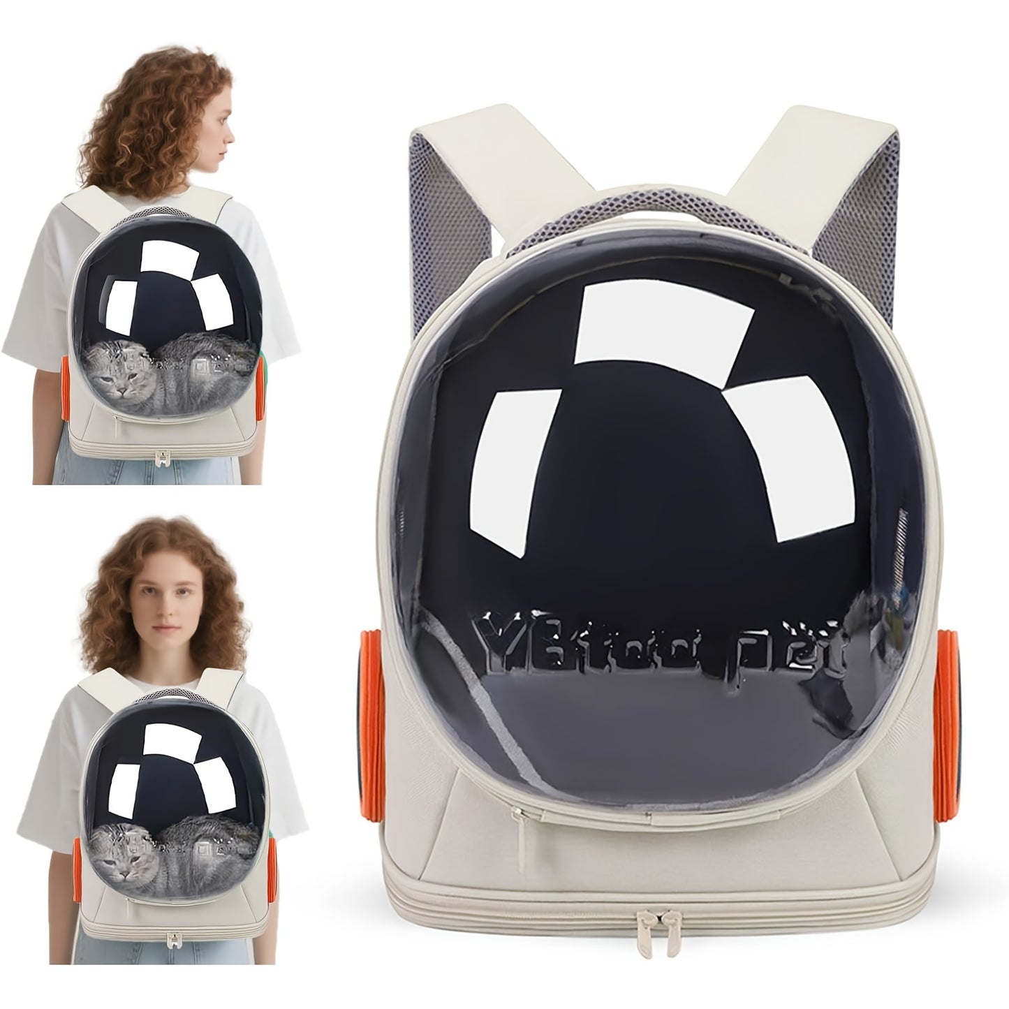 Pet Backpack for Cats, Featuring a Transparent Space Capsule Design, Safety Hook, And Breathable Material. Ideal for Small Dogs And for cats, Perfect for Travel, Hiking, Walking, And Camping. A Must-Have Accessory for Cat Own