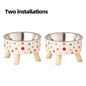 A Set of Two Vibrant Polka Dot Pet Dishes, Fashionable And Chic, Featuring Elevated Neck Support for Cats, Suitable for Feeding, And Collapsible Bowls for Dogs