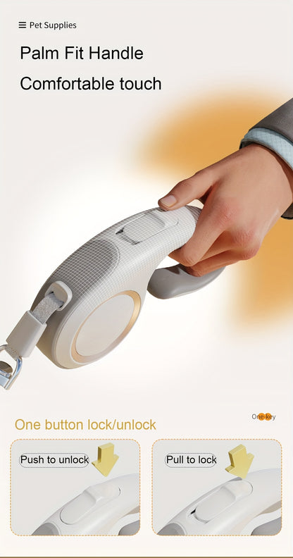 360° Tangle-Free Superior Appearance Retractable Dog Leash, One Key Lock/unlock Dog Chain, C-shaped Handle Ergonomic Design Dog Rope, 16ft pet dog leash