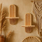 Minimalist Scandinavian Style - Bohemian Wooden Wall Shelves 2pcs - Floating Shelves with Natural Wood Finish - Space-Saving Storage Rack for Bathroom, Living Room