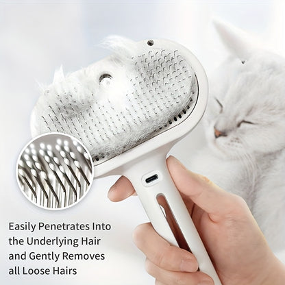 3-In-1 Cat Steam Brush, Equipped with Steam And Release Buttons, Suitable for Removing And Shedding Indoor Pet Dog Hair