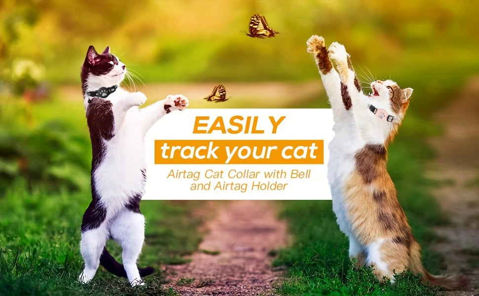 One Package for an Airtag Collar That Features a Breakaway Design with a Bell, a Reflective Kitten Collar with a Holder, Adjustable from 7 to 12 Inches, Equipped with a Safety Buckle Suitable for Both Male And Female Cats, Id