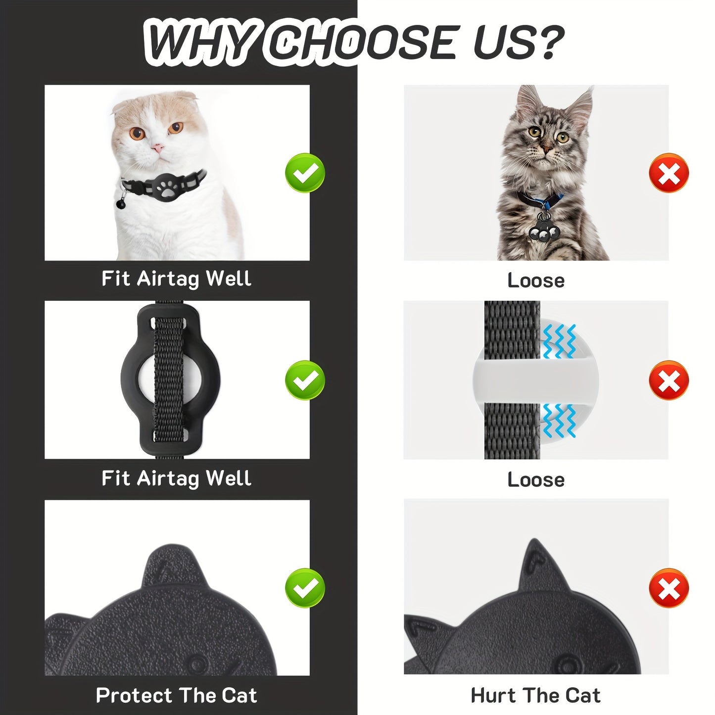One Package for an Airtag Collar That Features a Breakaway Design with a Bell, a Reflective Kitten Collar with a Holder, Adjustable from 7 to 12 Inches, Equipped with a Safety Buckle Suitable for Both Male And Female Cats, Id