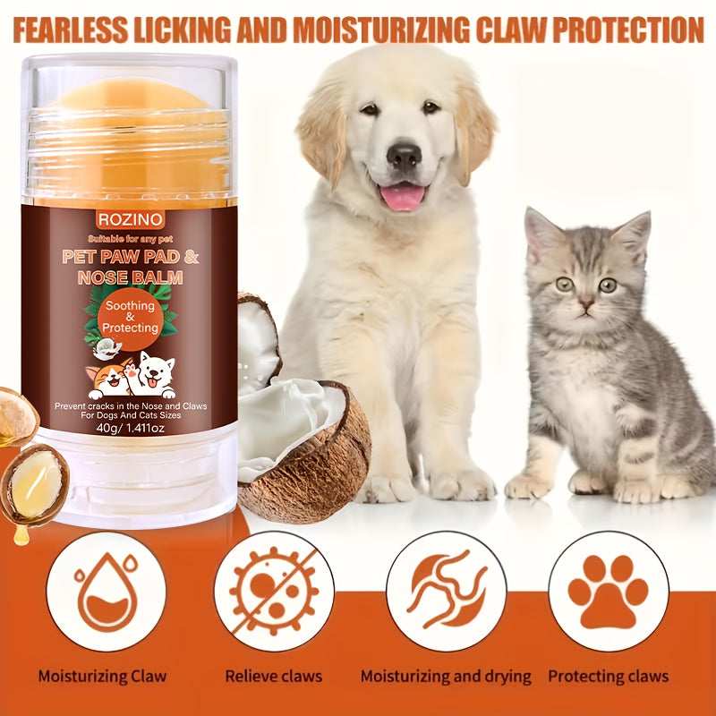 ROZINO Pet Nose and Paw Care Stick | Moisturizing, Deodorant, Clean, Smooth, Universally Suitable for Cats and Dogs, Contains Coconut Oil and Nuts, Relieves Dry, Cracked Paws, Protects from Heat