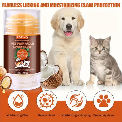 ROZINO Pet Nose and Paw Care Stick | Moisturizing, Deodorant, Clean, Smooth, Universally Suitable for Cats and Dogs, Contains Coconut Oil and Nuts, Relieves Dry, Cracked Paws, Protects from Heat