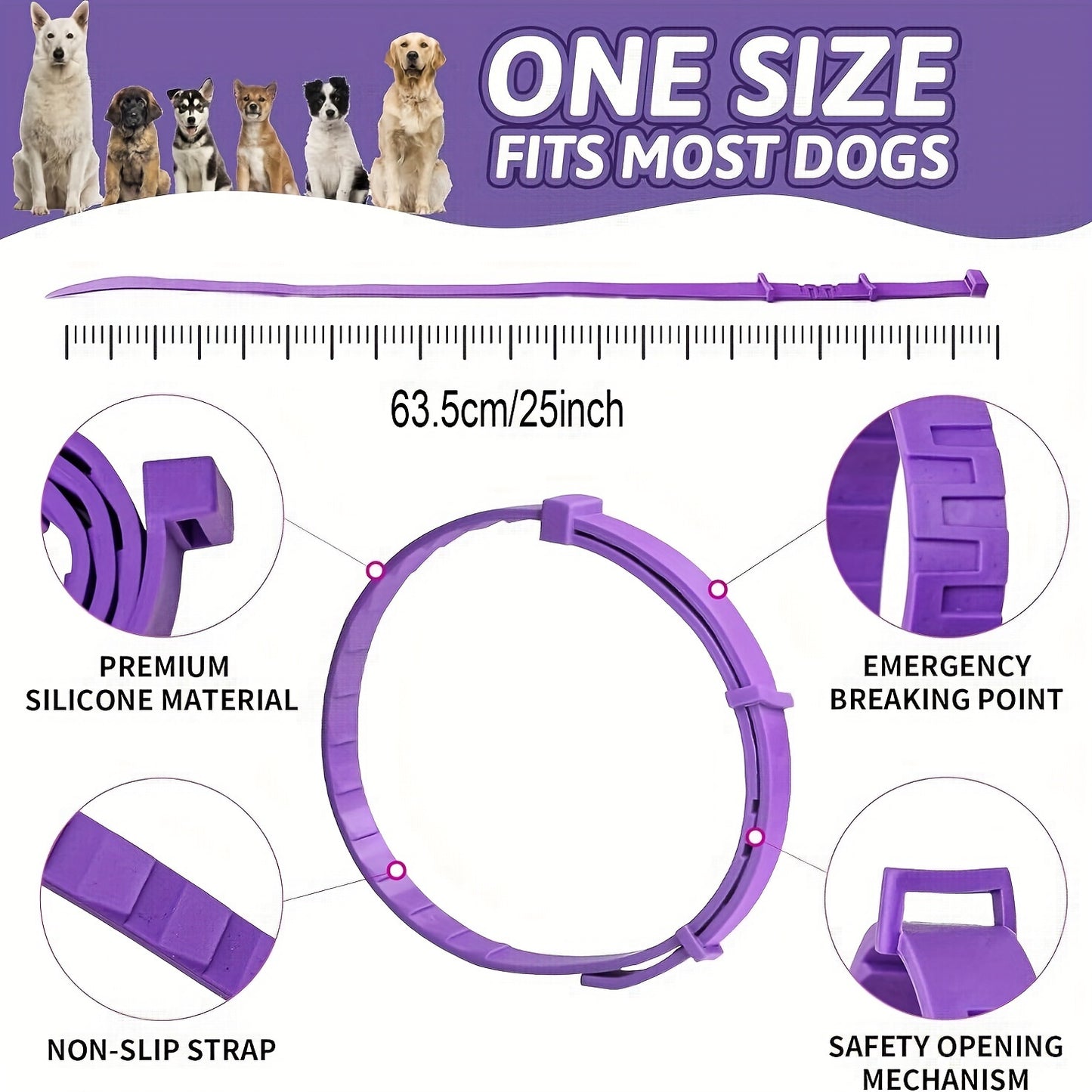 1pc Dog Calming Collar, Adjustable Waterproof Anxiety Relief Anti-Stress Calming Collar With 60 Day Long-lasting Calming Effect