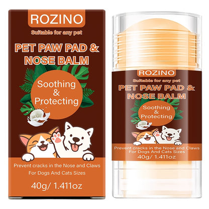 ROZINO Pet Nose and Paw Care Stick | Moisturizing, Deodorant, Clean, Smooth, Universally Suitable for Cats and Dogs, Contains Coconut Oil and Nuts, Relieves Dry, Cracked Paws, Protects from Heat