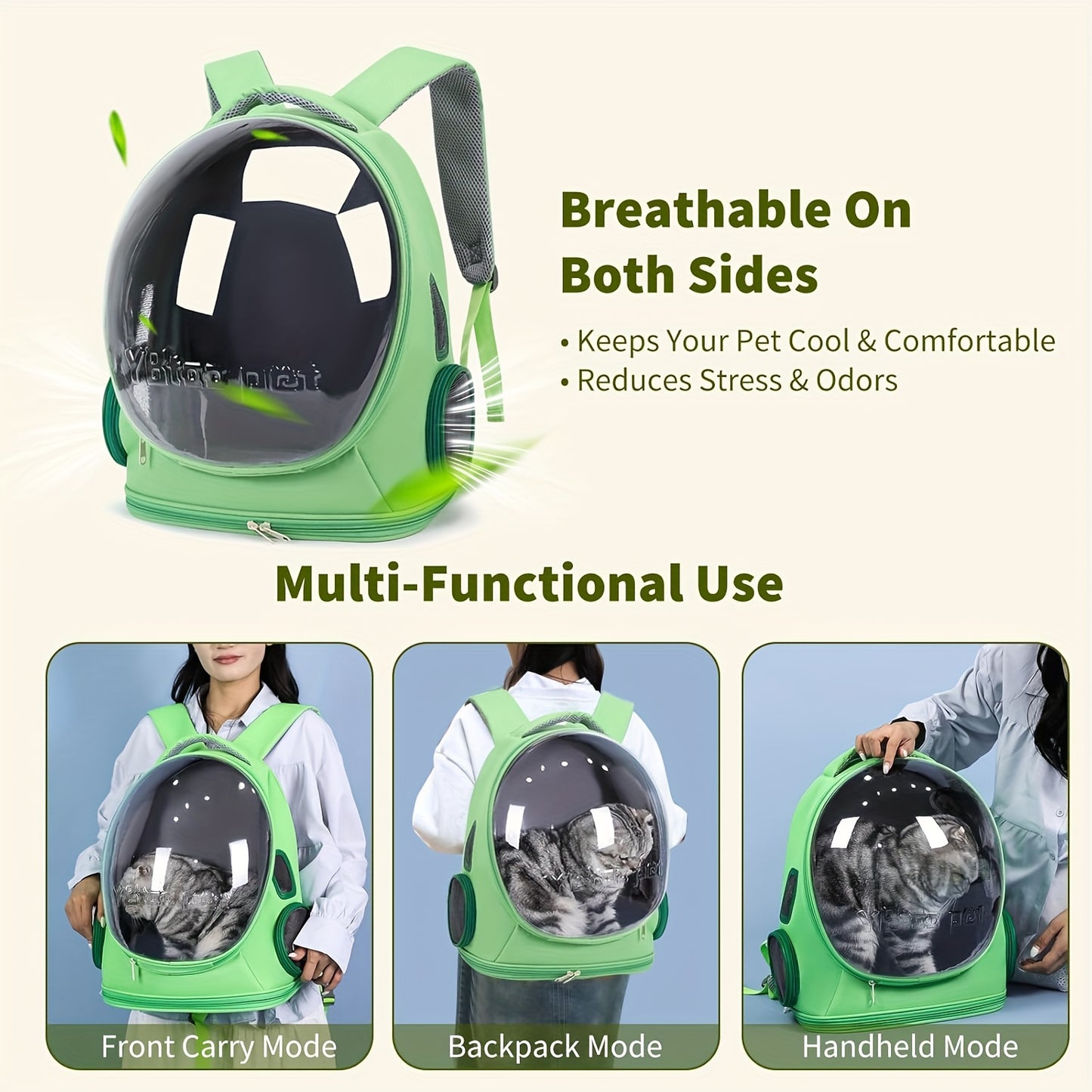 Pet Backpack for Cats, Featuring a Transparent Space Capsule Design, Safety Hook, And Breathable Material. Ideal for Small Dogs And for cats, Perfect for Travel, Hiking, Walking, And Camping. A Must-Have Accessory for Cat Own