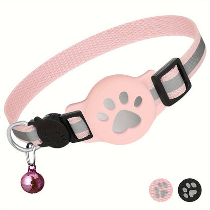 One Package for an Airtag Collar That Features a Breakaway Design with a Bell, a Reflective Kitten Collar with a Holder, Adjustable from 7 to 12 Inches, Equipped with a Safety Buckle Suitable for Both Male And Female Cats, Id