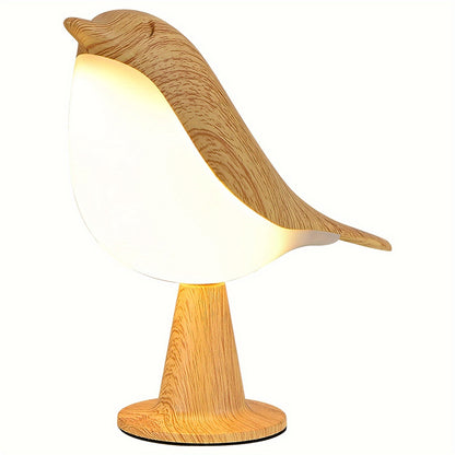 A Charming Little Bird LED Bedside Lamp with Three Adjustable Settings, an Artistic Night Light That Is Rechargeable And Touch-Controlled, a Magpie Bird Night Light in Maple Leaf Color, Perfect As a Holiday Gift