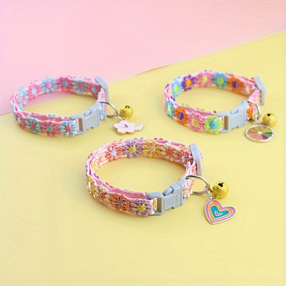 Adjustable Cat Collar with Pendant - 1pc Lace Pet Collar - Suitable for Small Cats and Dogs