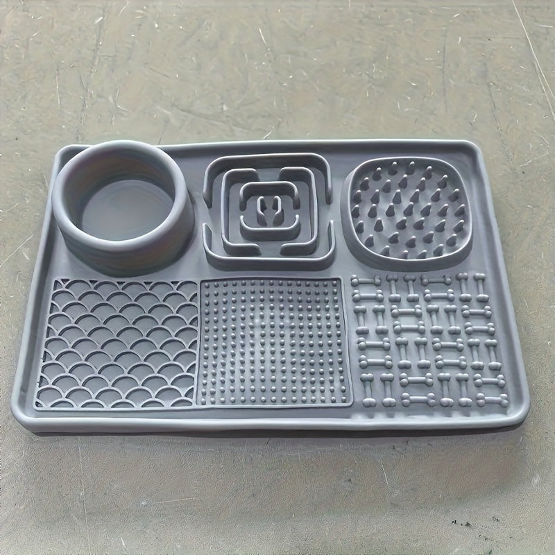 E52 Powerful Suction Cup | 6-In-1 Multifunctional Pet Slow Feeding Lick Mat - Alleviates Anxiety And Promotes Health