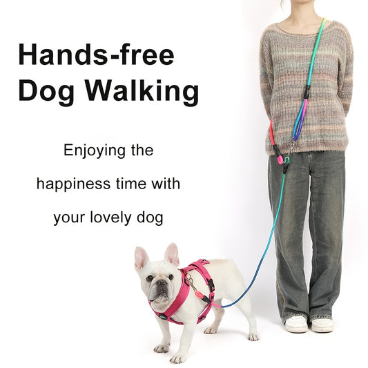 Reflective Dog Leash - Hands-Free Freedom for Hiking, Walking & Running - Fully Adjustable Crossbody Bungee Leash with Premium Shock Absorption - Comfort for Both You and Your Small or Large Pup