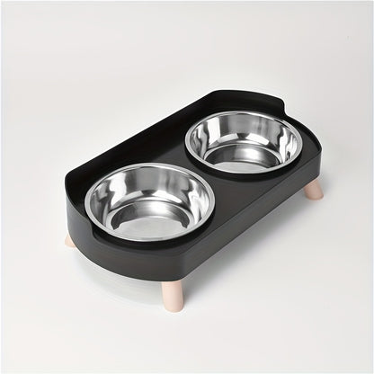 [Non-Slip Dual Bowl] 2-in-1 Cat Feeder & Water Dispenser - Stainless Steel Non-Slip Dual Bowl, Easy-Clean Pet Food & Water Dispenser with Cute Cat Design, Multiple Colors for Healthy Cat Diet, Cat Feeder And Water Dispenser,