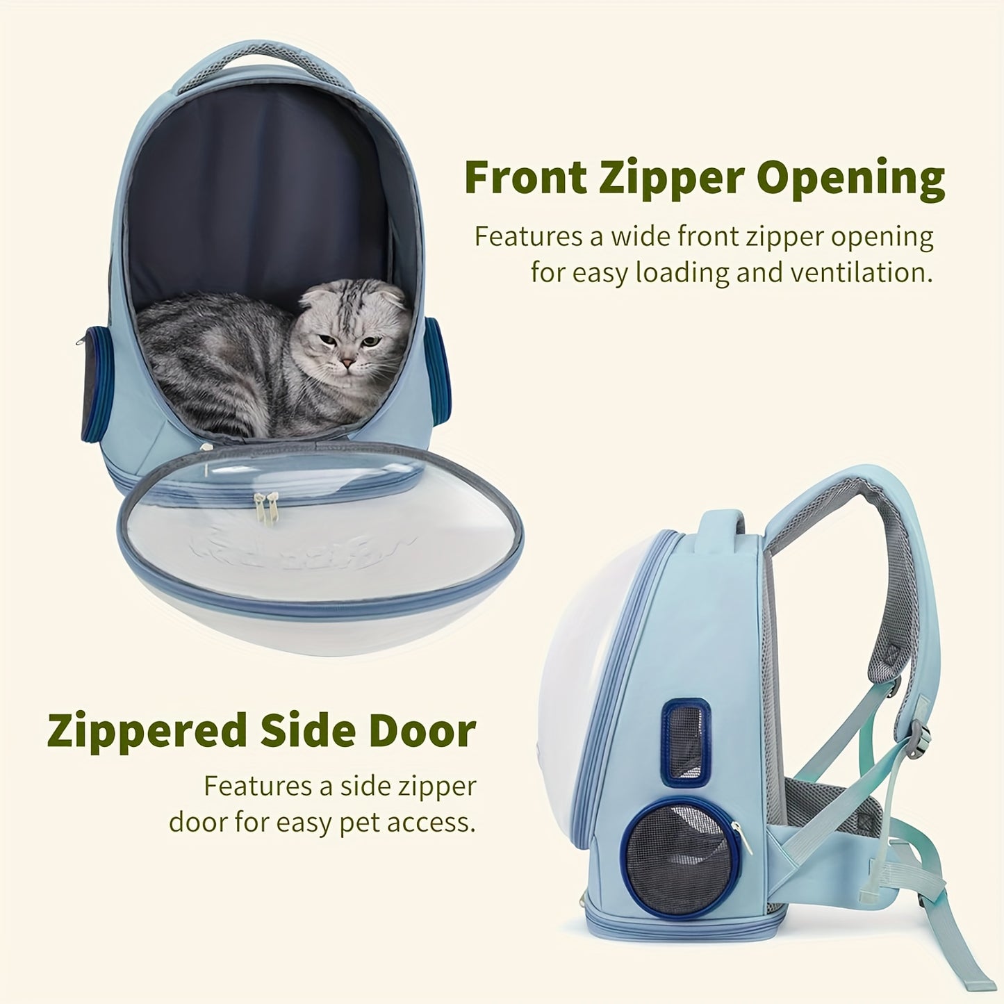 Pet Backpack for Cats, Featuring a Transparent Space Capsule Design, Safety Hook, And Breathable Material. Ideal for Small Dogs And for cats, Perfect for Travel, Hiking, Walking, And Camping. A Must-Have Accessory for Cat Own