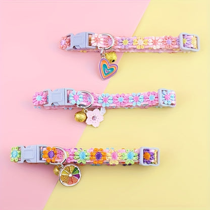 Adjustable Cat Collar with Pendant - 1pc Lace Pet Collar - Suitable for Small Cats and Dogs