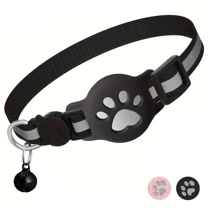 One Package for an Airtag Collar That Features a Breakaway Design with a Bell, a Reflective Kitten Collar with a Holder, Adjustable from 7 to 12 Inches, Equipped with a Safety Buckle Suitable for Both Male And Female Cats, Id