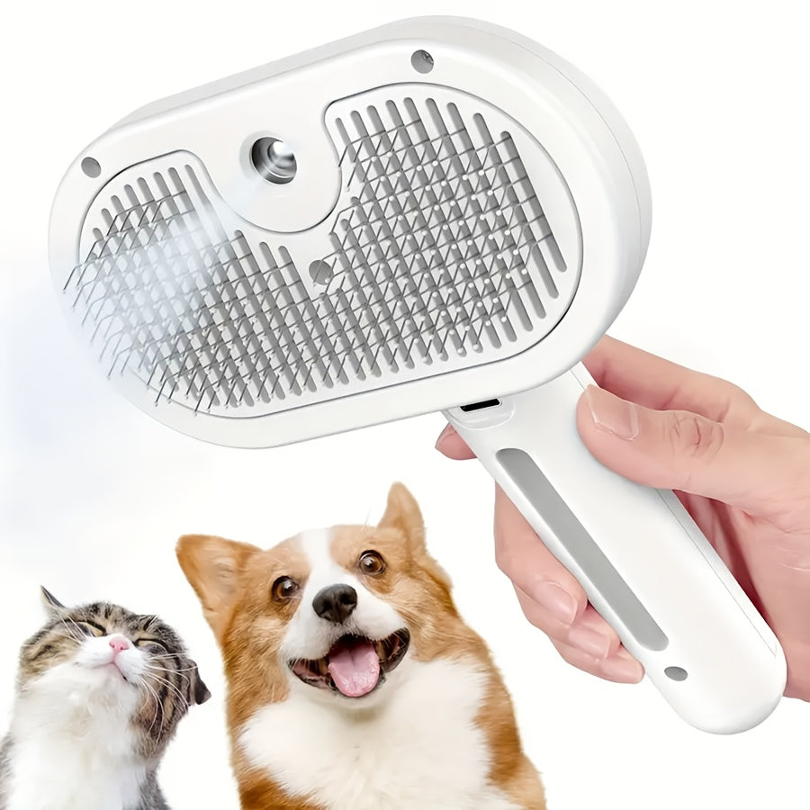3-In-1 Cat Steam Brush, Equipped with Steam And Release Buttons, Suitable for Removing And Shedding Indoor Pet Dog Hair