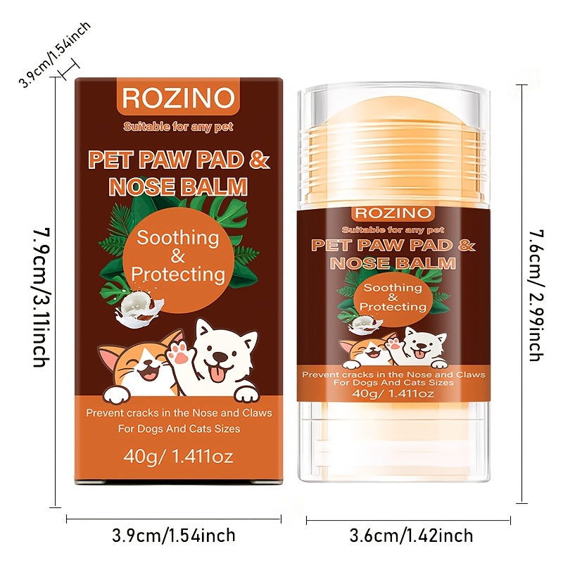ROZINO Pet Nose and Paw Care Stick | Moisturizing, Deodorant, Clean, Smooth, Universally Suitable for Cats and Dogs, Contains Coconut Oil and Nuts, Relieves Dry, Cracked Paws, Protects from Heat