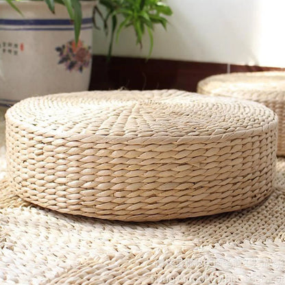 D5 Handmade Straw Futon Cushion Pony Mat Floor Mat Worship Buddha Bay Window Mat Round Japanese Solid Color Bay Window Pad Mat
